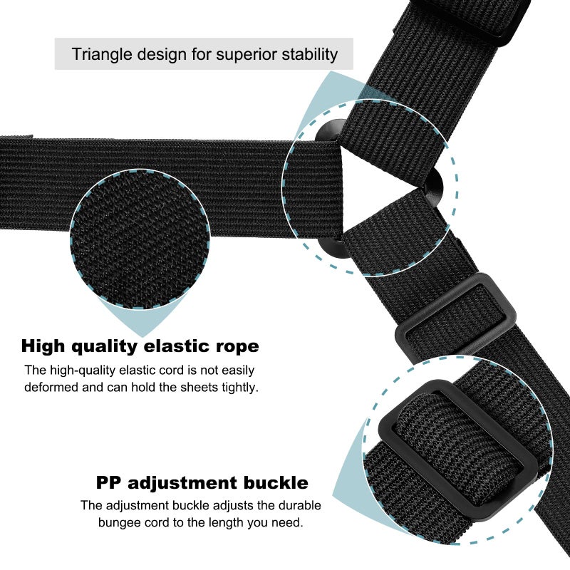 Mugath Sheet Fastener, Bed Sheet Holder Strap for Full, Queen, King Twin Bed, Adjustable Fitted Sheet Suspenders Grippers with Non-Slip Clip and Elastic Band (Triangle Sheet Straps(4PCS)) - Image 5