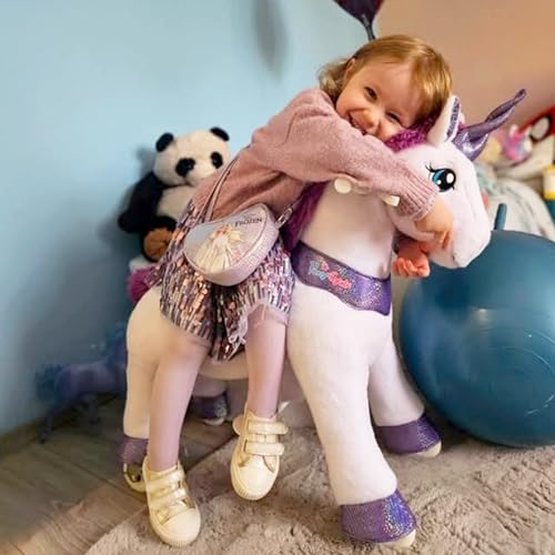 PonyCycle Ride on Unicorn Riding Unicorn Toys with Brake Essential Model E Interactive Toy Unicorn Gifts for Girls 30 HeightSize 3 for Age 34 Riding Horse Ride on Toy Stuffed Animal Purple E313 - Image 5