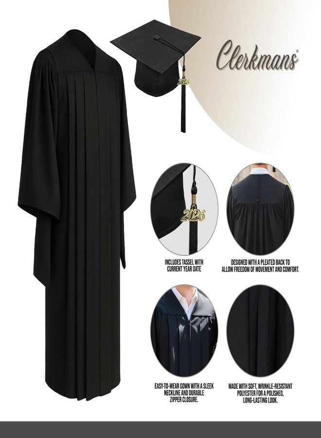 CLERKMANS Classic Masters Graduation Cap And Gown With Tassel Package, Black, 63 (6'6"-6'8") - Image 3