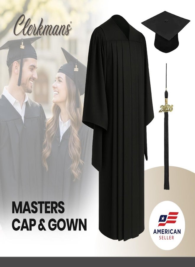 CLERKMANS Classic Masters Graduation Cap And Gown With Tassel Package, Black, 63 (6'6"-6'8") - Image 2