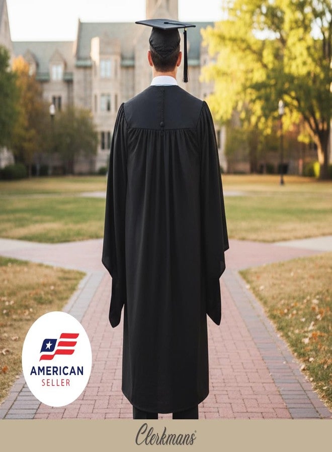 CLERKMANS Classic Masters Graduation Cap And Gown With Tassel Package, Black, 63 (6'6"-6'8") - Image 4