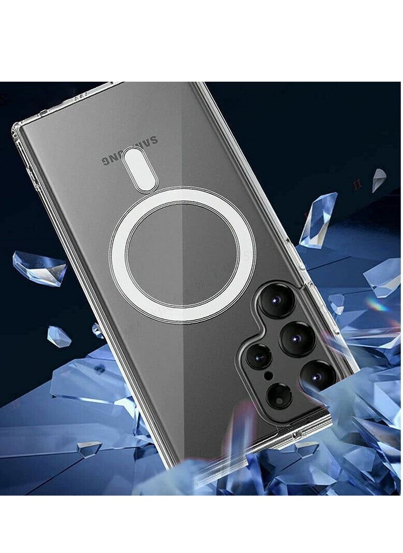 Raxoom Samsung Galaxy S23 Ultra Clear Magnetic Cover | Mag Safe Compatible | Clear Hard Back Case | Shockproof Silicone Frame Edge Bumper | Slim Transparent Case for Samsung Galaxy S23 Ultra  - Image 3