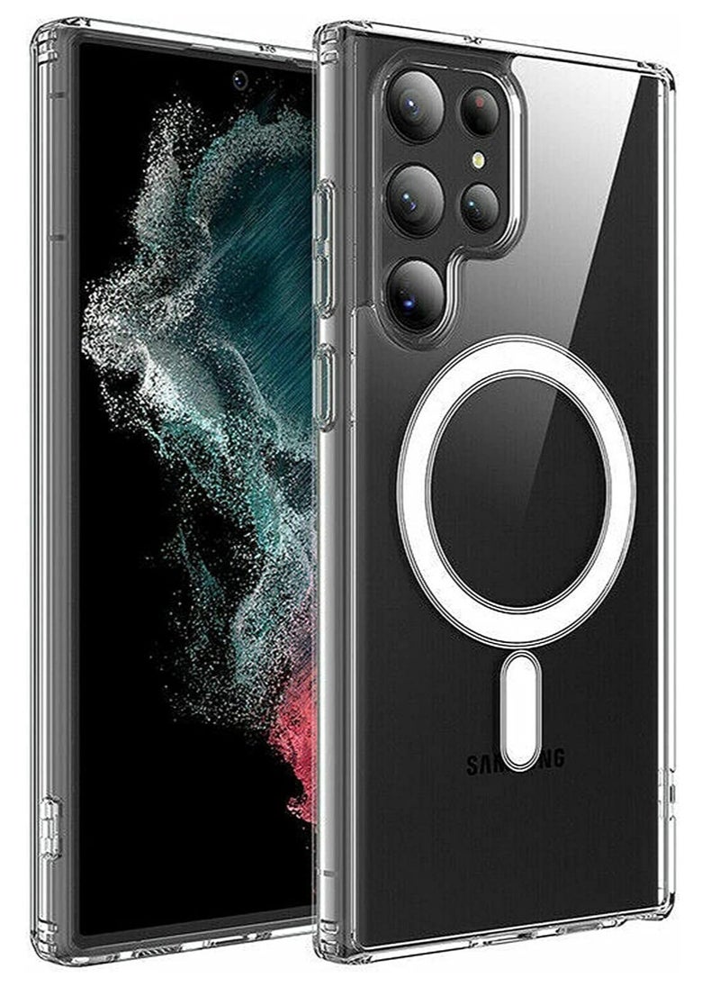 Raxoom Samsung Galaxy S23 Ultra Clear Magnetic Cover | Mag Safe Compatible | Clear Hard Back Case | Shockproof Silicone Frame Edge Bumper | Slim Transparent Case for Samsung Galaxy S23 Ultra  - Image 5