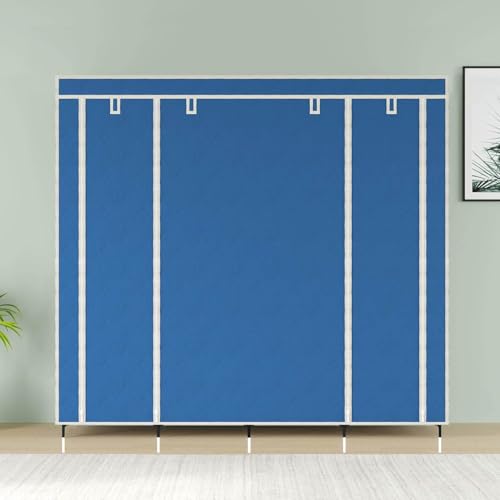 GTC 12 Shelves Fancy Layer Collapsible Blue Wardrobe Portable Almirah Foldable Racks for Clothes Cupboard Cloth Plastic Frame Organizer (88370) - Image 4