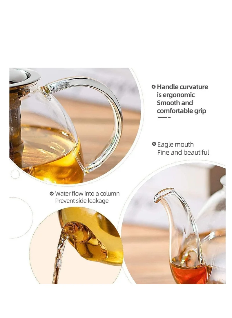 1Chase Glass Teapot With Heat Resistant Stainless Steel Infuser 1000ml