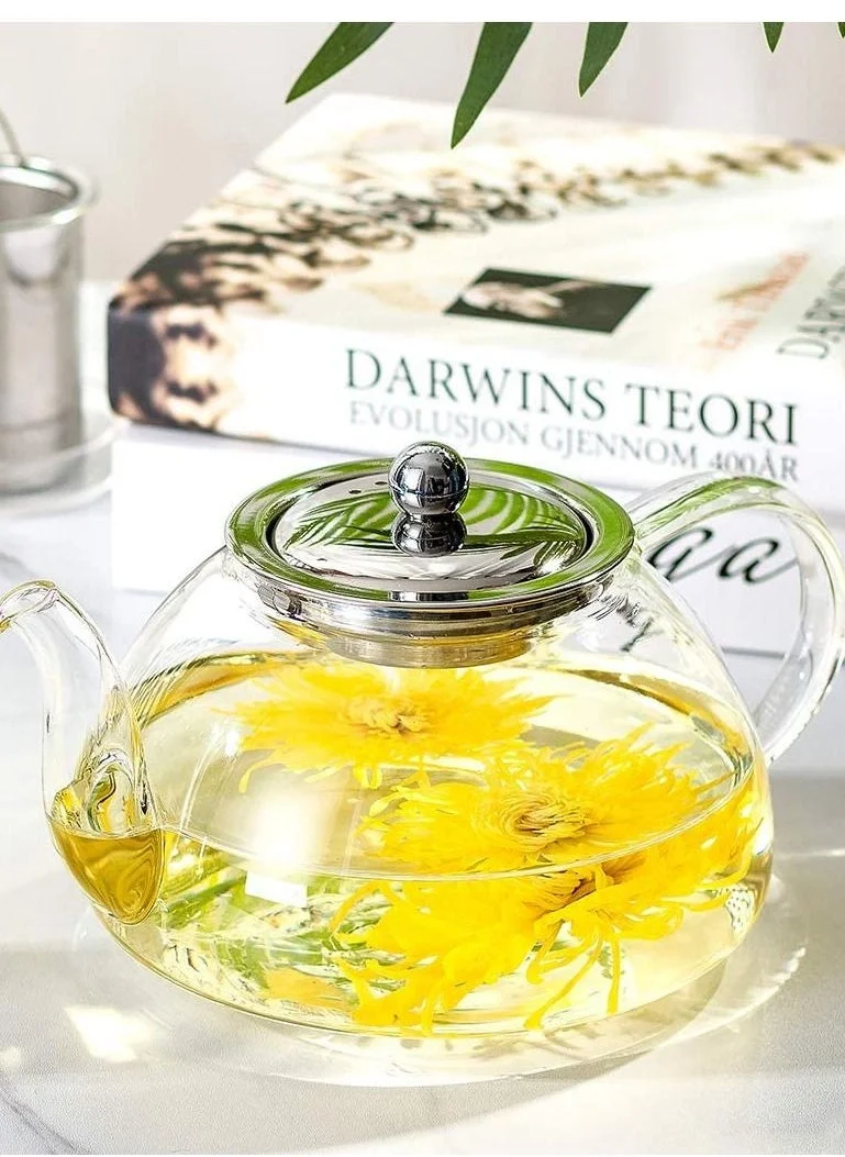 1Chase Glass Teapot With Heat Resistant Stainless Steel Infuser 1000ml