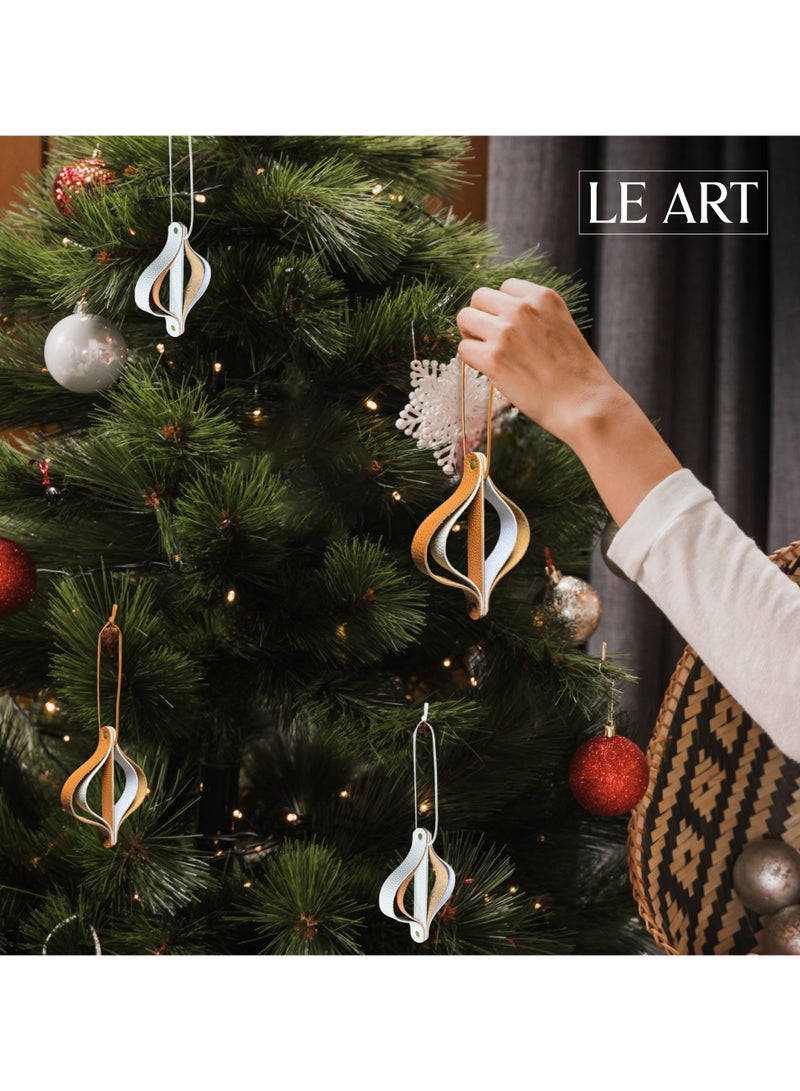 LEART Leather Christmas Ornaments Set – Elegant and Durable Leather Decorations for Christmas Tree (Set of 2) - Image 3