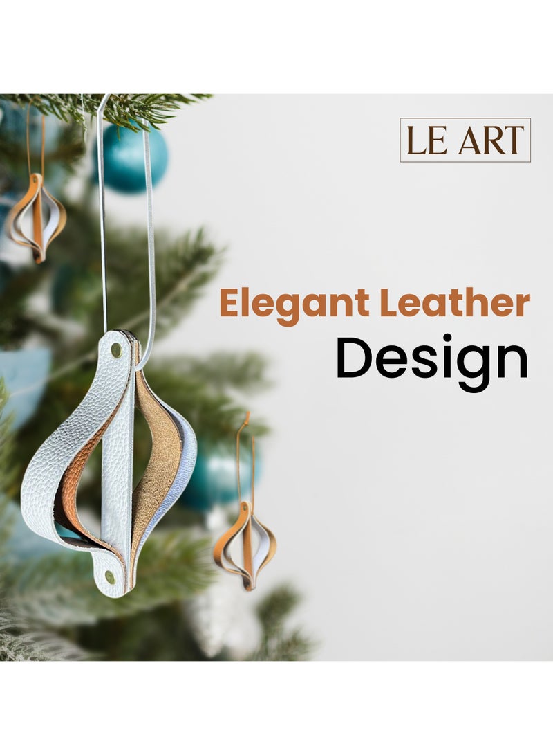 LEART Leather Christmas Ornaments Set – Elegant and Durable Leather Decorations for Christmas Tree (Set of 2) - Image 4
