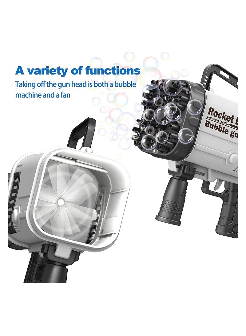 Bubble Gun Kids Bubble Blower Bubble Machine Gun 64 Holes Bubble Bazooka Gun Gatling Bubble Machine Rocket Launcher Bubble Maker Electric Bubble Gun with Colorful Light for Summer Toy Birthday Gift - Image 4