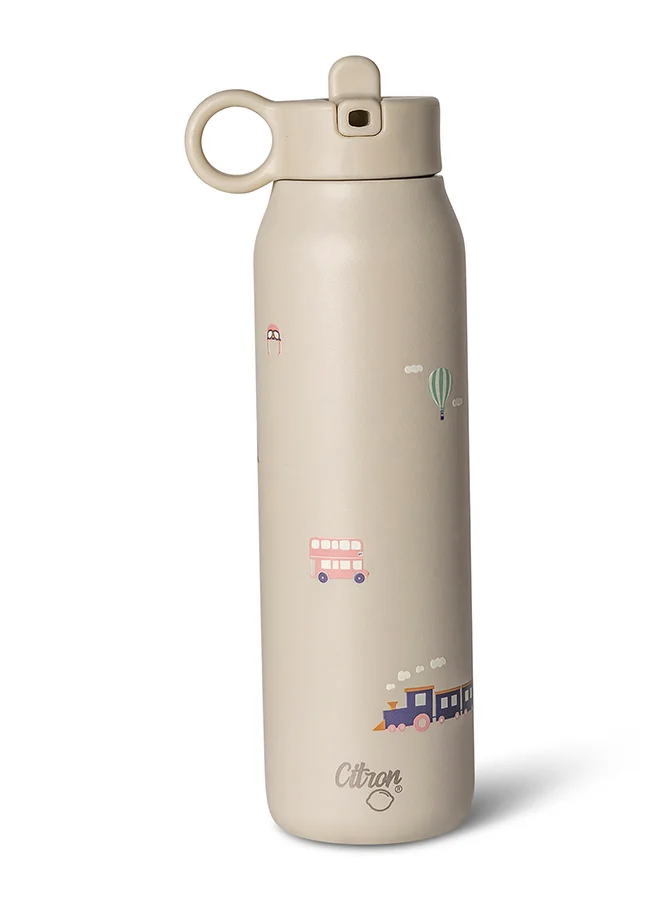 Citron Kids Water Bottle - 350Ml, Vacuum Insulated Stainless Steel - Leak Proof, Eco - Friendly, Perfect For School And Travel - Vehicles