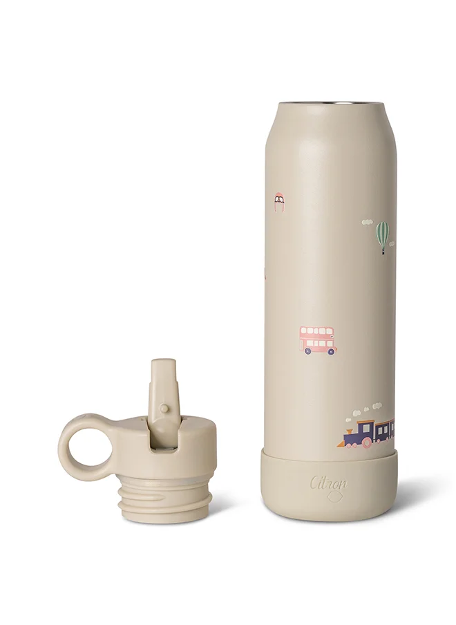 سترون Kids Water Bottle - 350Ml, Vacuum Insulated Stainless Steel - Leak Proof, Eco - Friendly, Perfect For School And Travel - Vehicles