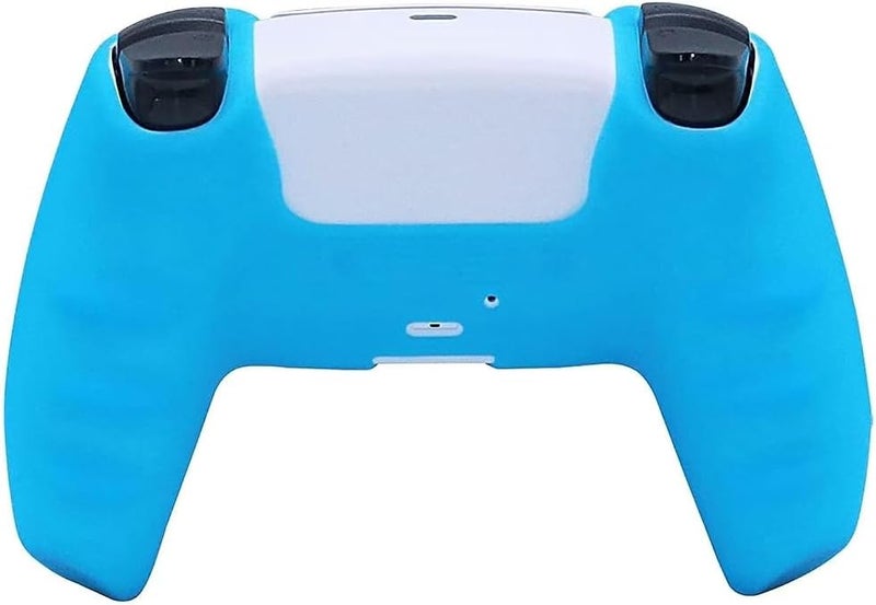 أغطية جهاز التحكم PS5 من السيليكون، قبضة مضيئة باللون الأزرق في الظلام، حامي لجهاز التحكم PS5 Dualshock 5 + 8 قطع أغطية ومقابض الزناد L2 R2 مضيئة في الظلام. - Image 5
