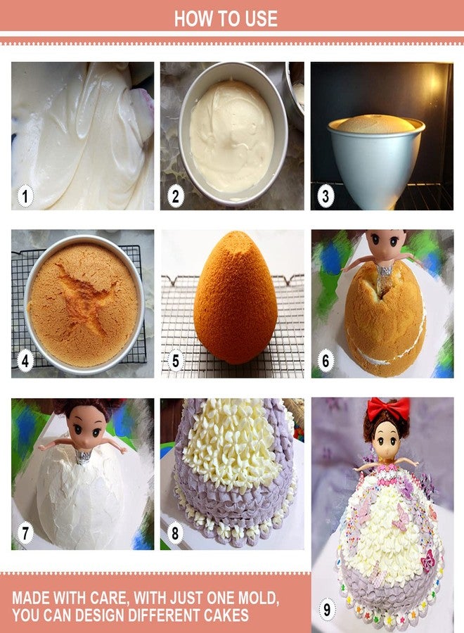 DOERDO DD DOERDO Doll Dress Cake Pan Mold Princess Doll Cake Bottom Mold Baking Dessert for Home Party, 10x10cm - Image 4