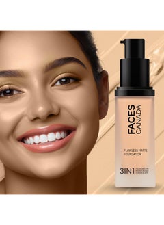 FACESCANADA Flawless Matte Foundation Warm Natural 30 Ml|3-In-1 Foundation + Moisturizer Cream For All Skin Types+Concealer|12 Hr Hydration + Spf 18|Hd Matte Coverage|Lightweight|Anti Ageing,Pack Of 1 - pzsku/ZB3F6CA2A1FE162D074B9Z/45/_/1738306299/886714cb-16a0-4b89-a7b9-d33e8275eca6