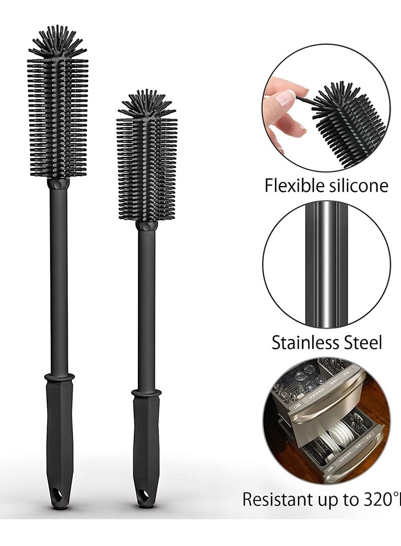 Silicone Bottle Cleaning Brush with 16”Long Water Bottle Brush Cleaner Brush for Hydro Flask, Glassware, Vases, Water Bottle Cleaner Brush for Narrow Neck Containers 2 Pack - Image 2