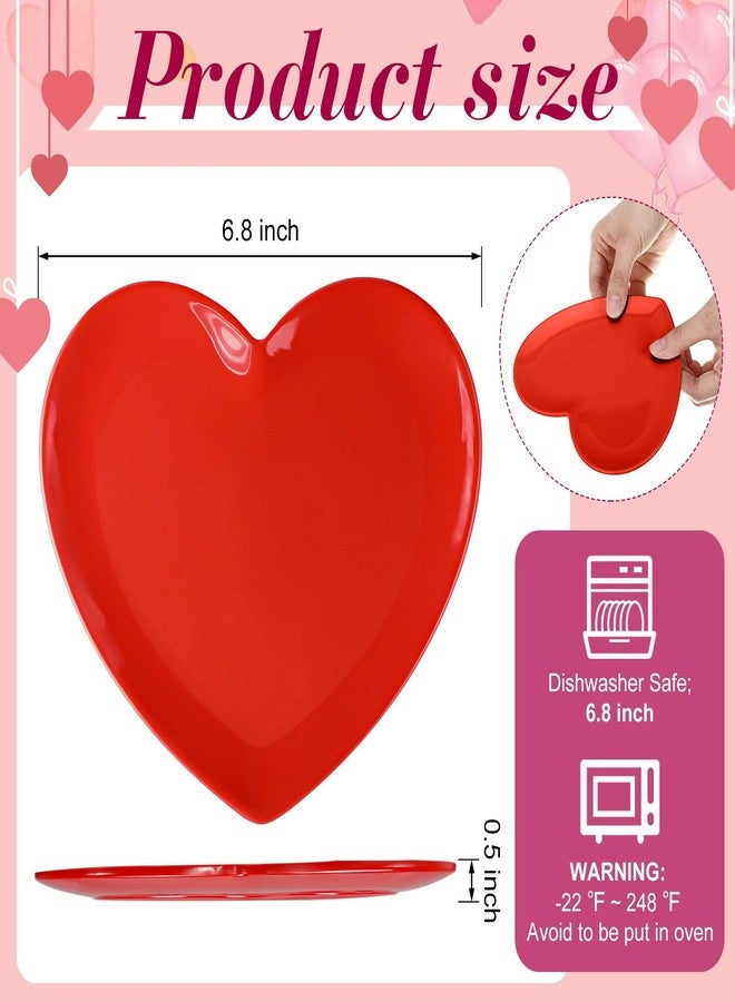 نوجو طقم أطباق عشاء على شكل قلب من قطعتين من نوجو، مقاس 6.8 بوصة، صينية تقديم لعيد الحب، أطباق غير قابلة للكسر تشبه السيراميك على شكل قلب، مناسبة للحلويات والمقبلات والسلطات، آمنة للغسل في غسالة الأطباق (أحمر) - Image 2
