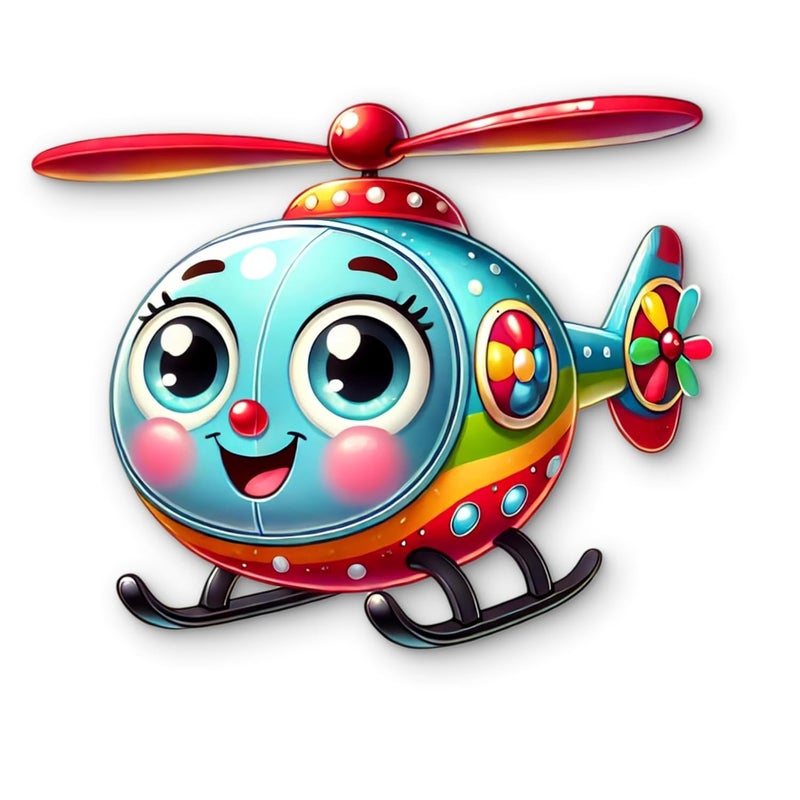 CLITHS 3D Helicopter Wall Hanging - 12 Inch MDF Cutout for Kids Room Decor | Cartoon Aircraft Toy Wall Art | Playroom Decor | Gift for Boys & Girls (Multi-Color) - Image 1