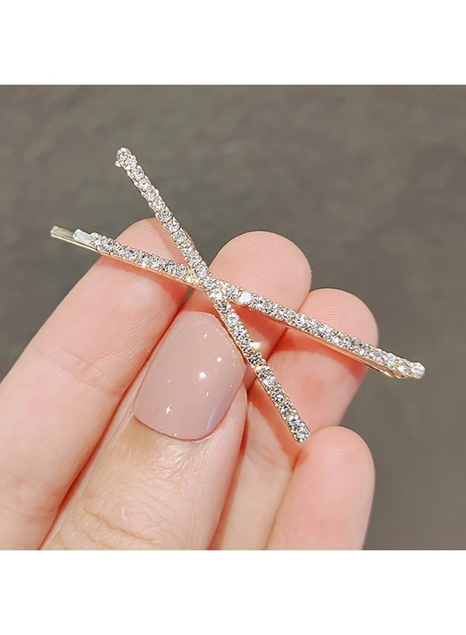 Goolsky مشابك شعر لامعة من الرينستون بتصميم أنيق - ملحقات شعر مصنوعة من سبائك على شكل صليب للاستخدام اليومي - مجموعة دبابيس شعر بلون صلب أنيق - Image 4