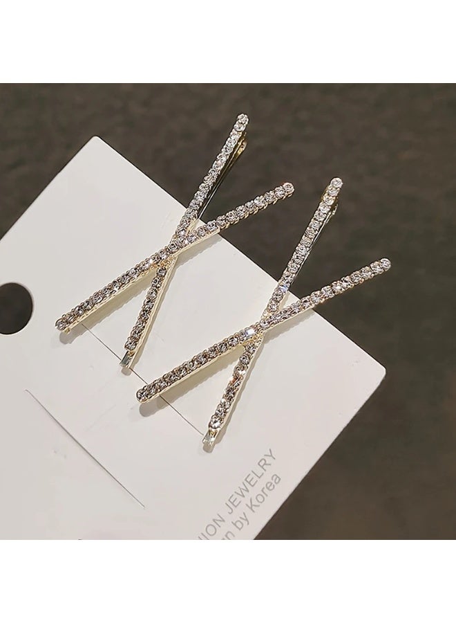 Goolsky مشابك شعر لامعة من الرينستون بتصميم أنيق - ملحقات شعر مصنوعة من سبائك على شكل صليب للاستخدام اليومي - مجموعة دبابيس شعر بلون صلب أنيق - Image 1