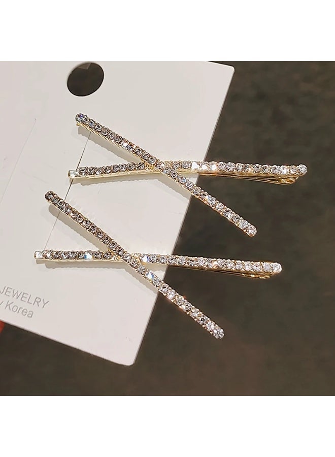 Goolsky مشابك شعر لامعة من الرينستون بتصميم أنيق - ملحقات شعر مصنوعة من سبائك على شكل صليب للاستخدام اليومي - مجموعة دبابيس شعر بلون صلب أنيق - Image 2