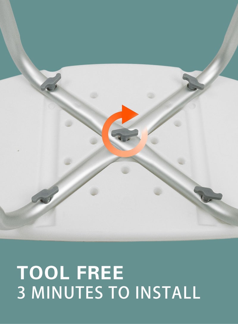 Meishida Shower Chair Bath Stool Bathroom Shower Chairs Adjustable Support Shower Bench with Handles - Image 3