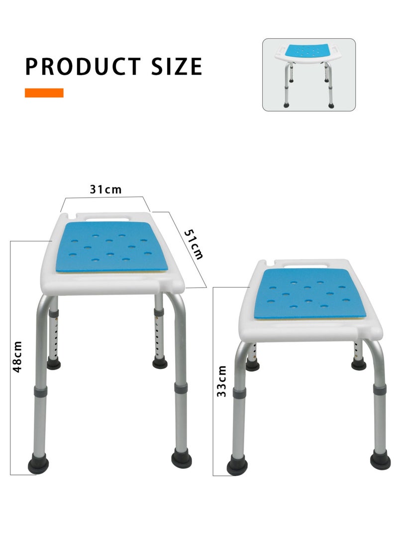Meishida Shower Chair Bath Stool Bathroom Shower Chairs Adjustable Support Shower Bench with Handles - Image 5