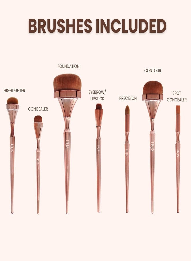 Iris Cosmetics Luminous HD Complete Makeup Brush Set | Includes Eye Brushes and Travel Pouch | Premium Set of 14 Brush With Leather Case | Rose Gold - Image 5