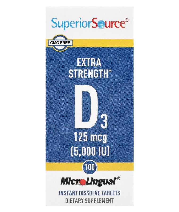 Superior Source D3 125 mcg (5000 IU) 100 MicroLingual® Instant Dissolve Tablets