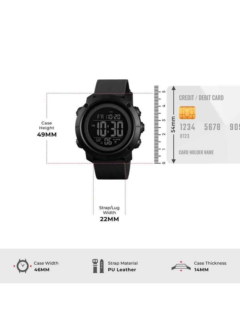 سكمي ساعة رياضية رقمية للرجال مقاومة للماء حتى عمق 50 مترًا، مزودة بشاشة LED، ساعة ذكية متعددة الوظائف، ساعة توقيت، عد تنازلي، تاريخ تلقائي - Image 3