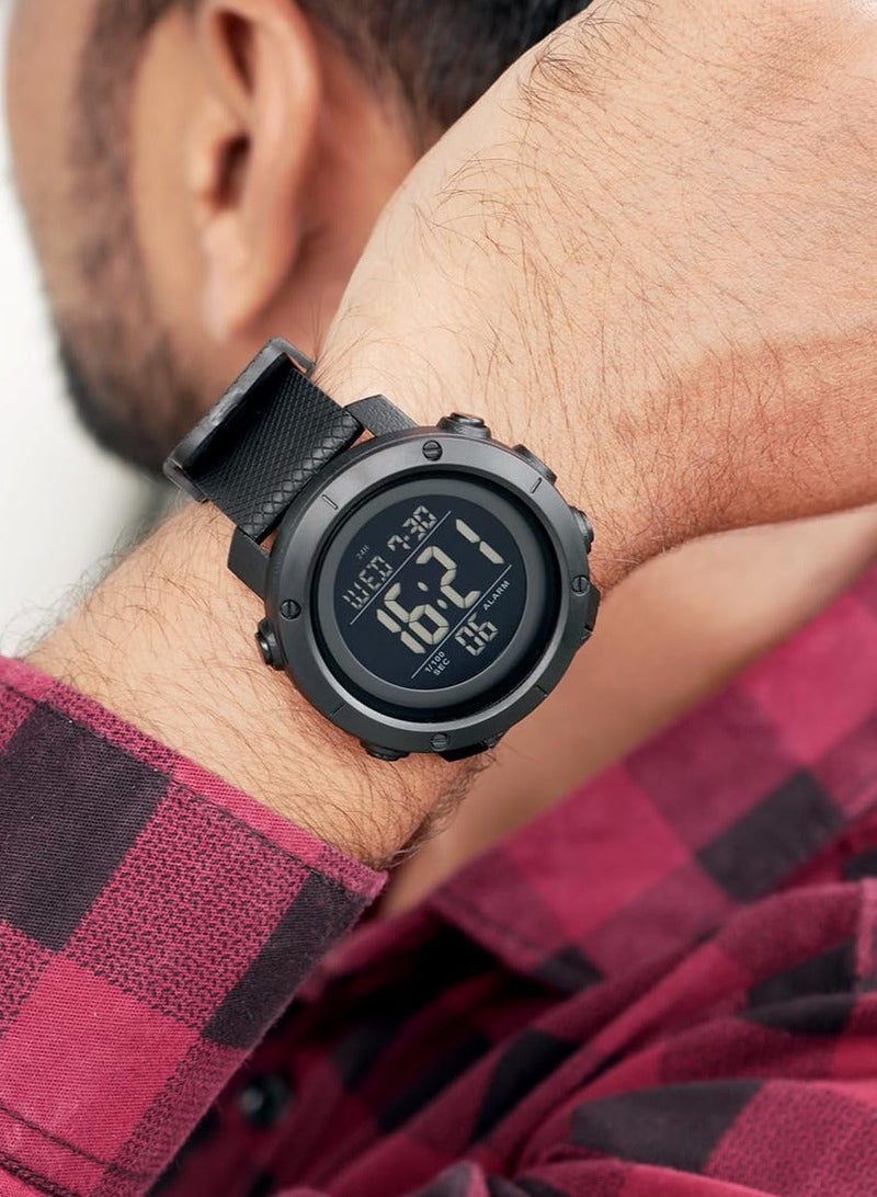 سكمي ساعة رياضية رقمية للرجال مقاومة للماء حتى عمق 50 مترًا، مزودة بشاشة LED، ساعة ذكية متعددة الوظائف، ساعة توقيت، عد تنازلي، تاريخ تلقائي - Image 4