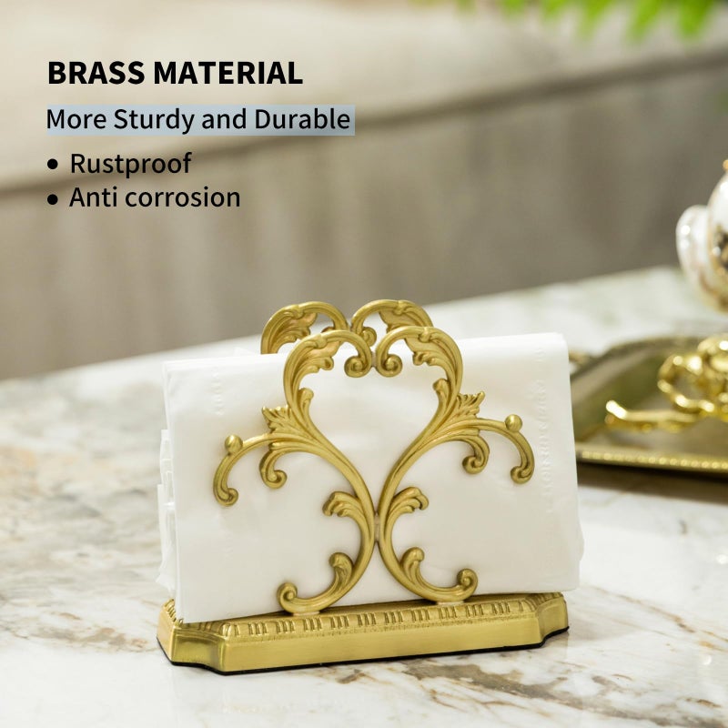 YACSNBF Luxurious Gold Napkin Holder for Table,Brass Napkin Holders for Paper Napkins & Kitchen Dining & Countertops, Cocktail Upright Napkin Holder Dispenser Suitable for All Room Decors - Image 4