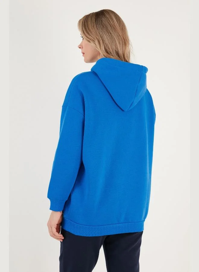 Lela  Lela Regular Fit Cotton Hooded Collar Brushed Winter Sweatshirt Women's SWEAT 5863854 for Women | Best Price UAE