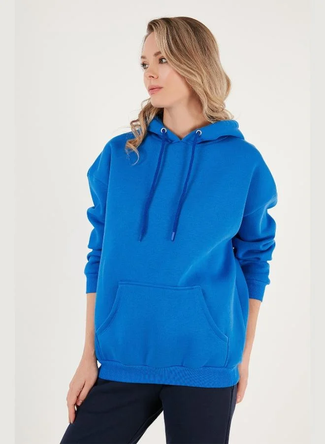 Lela  Lela Regular Fit Cotton Hooded Collar Brushed Winter Sweatshirt Women's SWEAT 5863854 for Women | Best Price UAE