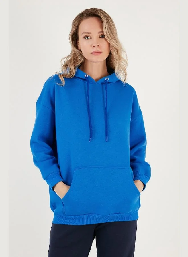 Lela Lela Regular Fit Cotton Hooded Collar Brushed Winter Sweatshirt Women's SWEAT 5863854