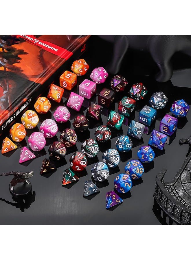 QMAY DND Dice Sets - 6 X 7 Polyhedral Dice (42pcs) with 6 Drawstring Bags for Dungeons and Dragons, RPG, MTG,Role Playing Table Game - Image 5