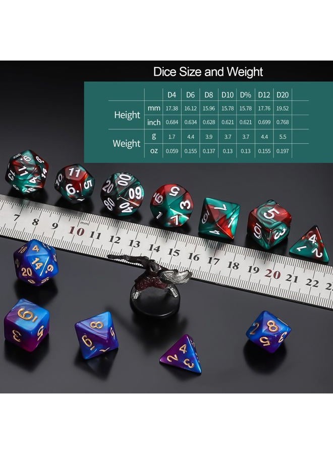 QMAY DND Dice Sets - 6 X 7 Polyhedral Dice (42pcs) with 6 Drawstring Bags for Dungeons and Dragons, RPG, MTG,Role Playing Table Game - Image 4