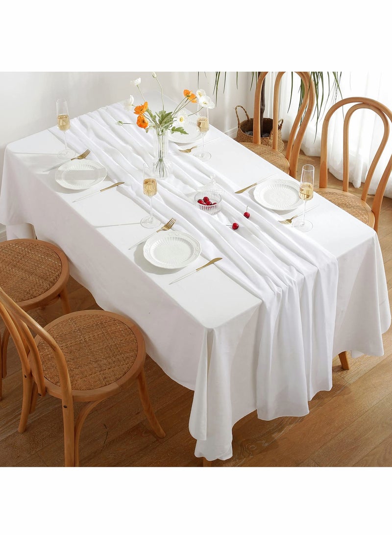 Excefore White Chiffon Table Runner for Wedding - White Table Runner, Sheer Party Decor, Rustic Runners for Bridal Baby Shower Decorations 10ft - Image 1
