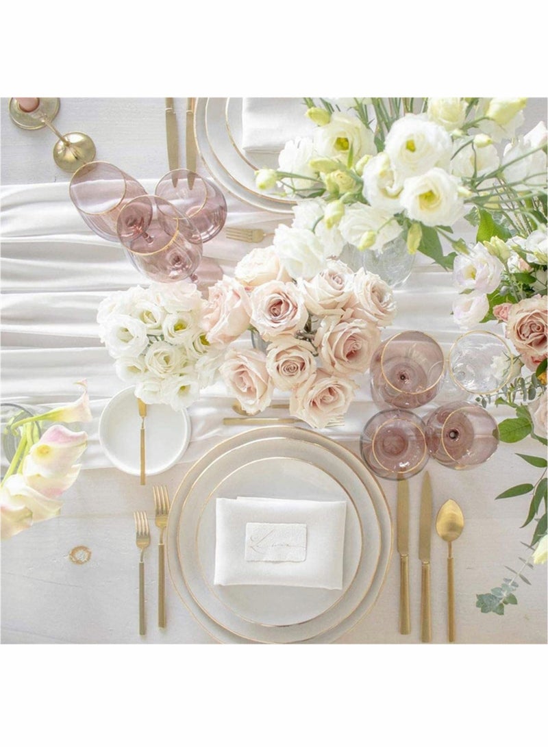 Excefore White Chiffon Table Runner for Wedding - White Table Runner, Sheer Party Decor, Rustic Runners for Bridal Baby Shower Decorations 10ft - Image 5