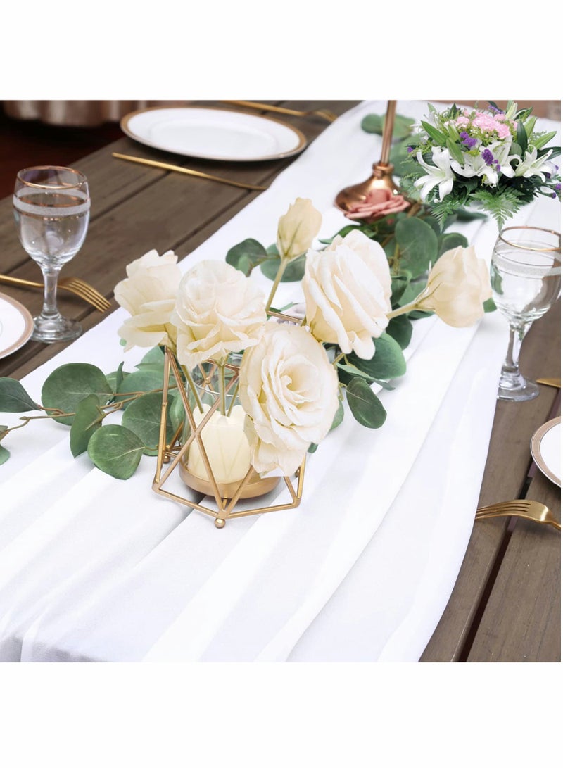 Excefore White Chiffon Table Runner for Wedding - White Table Runner, Sheer Party Decor, Rustic Runners for Bridal Baby Shower Decorations 10ft - Image 4