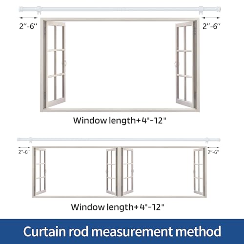 Alskarhem Curtain Rods 5/8 inch Curtain Rods for Windows 30 to 88 Inch with Brackets Easy to Install for Bedroom Living room Kitchen,White - Image 5