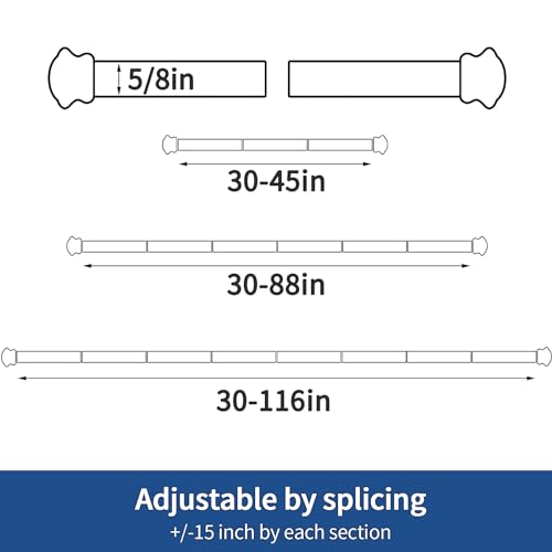 Alskarhem Curtain Rods 5/8 inch Curtain Rods for Windows 30 to 88 Inch with Brackets Easy to Install for Bedroom Living room Kitchen,White - Image 2