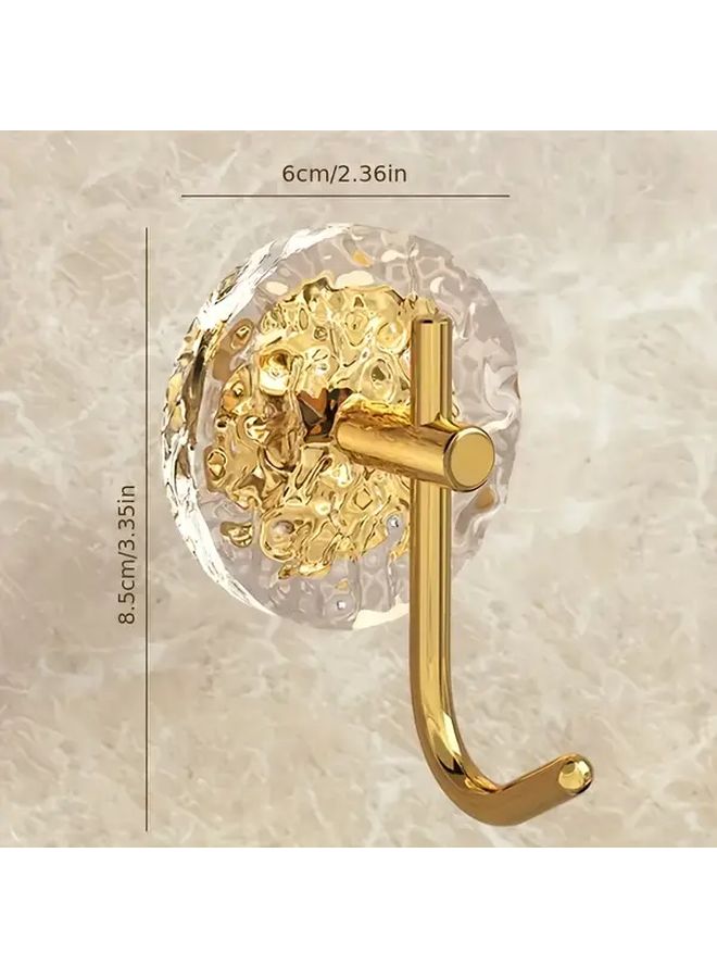 2pcs Luxury Stone Pattern Acrylic Golden Hooks No Nail Wall Mounted Multi Functional - Image 4