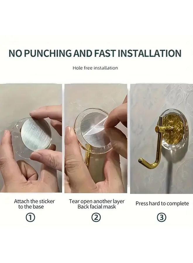 2pcs Luxury Stone Pattern Acrylic Golden Hooks No Nail Wall Mounted Multi Functional - Image 5