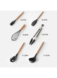 Golau 11-Piece Cooking Utensils Set With Handles Black/Brown 11.93inch  - Image 4