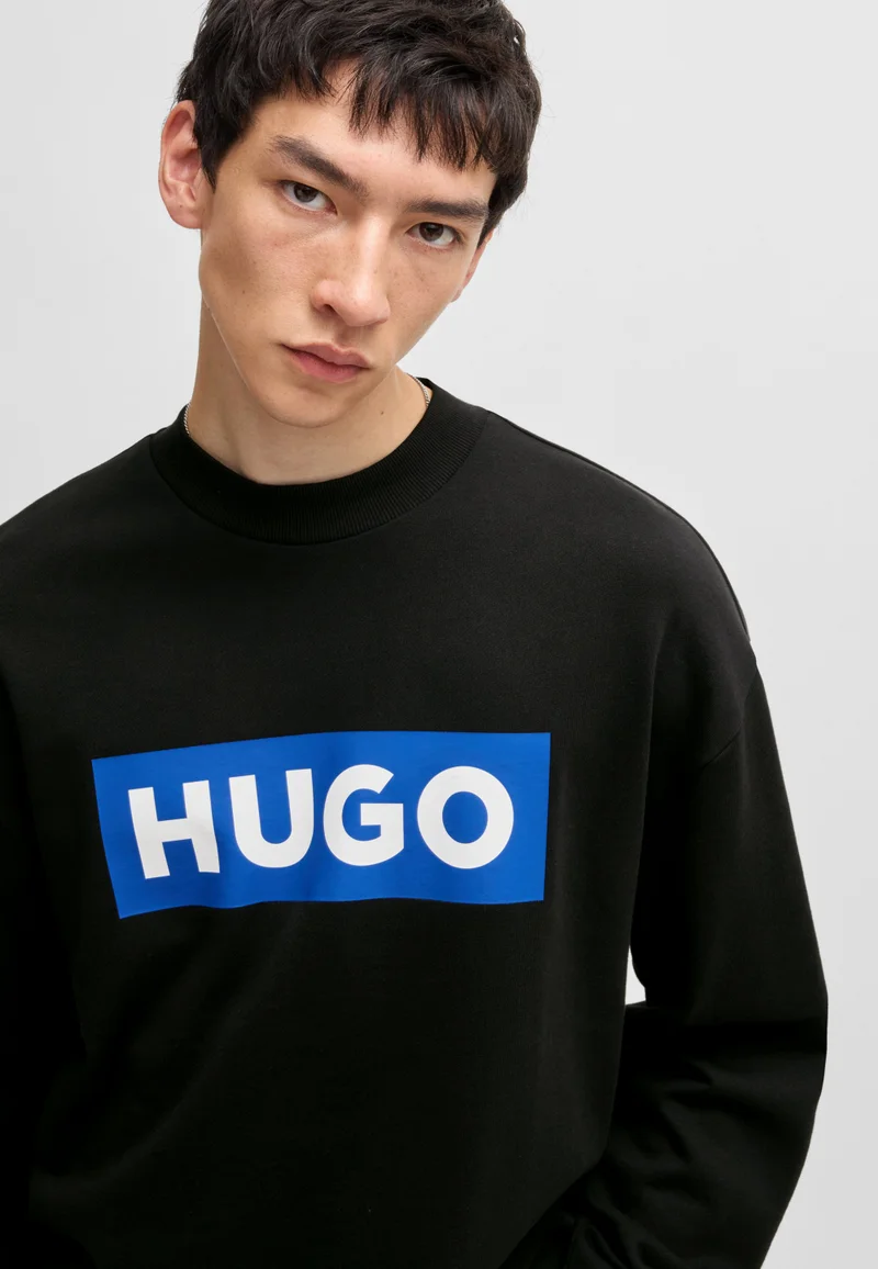 HUGO Cotton-terry sweatshirt with logo print