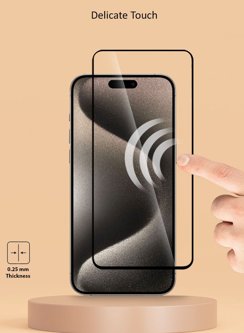 Techie حماية شاشة زجاجية مقسّاة HD بصلابة 9H تغطي كامل الشاشة لجهاز Apple iPhone 15 Pro Max - مضادة للخدوش، مضادة لبصمات الأصابع، وتقنية خالية من الفقاعات - Image 4