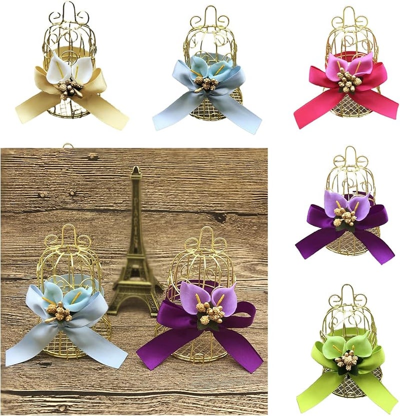 قفص طيور حديدي ذهبي مجوف، مجموعة علب حلوى من 6 قطع، أنيقة للحرف اليدوية، مخزن، هدية، منظّم - Image 3