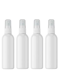 White Trigger Spray Bottles : Fine Mist Optimizer for Hand Sanitizer, Water, Alcohol, Perfume. Refillable Liquid Storage for Skincare, Beauty, Health, Cosmetic Hair, Plants & Cleaning. 4 x 100mL (4)