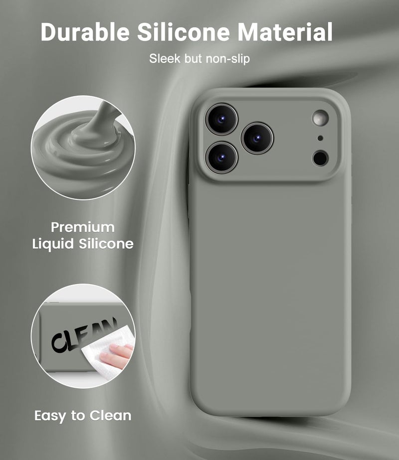 OTOFLY Magnetic for iPhone 17 Pro Case,Compatible with Magsafe,Classic Liquid Silicone Mobile Phone Case,Integrated Camera Control Button,Anti-Scratch Microfiber Lining, Calke Green - Image 3