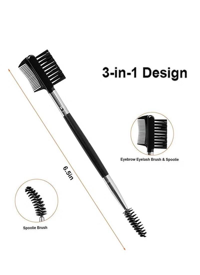 Generic Eyebrow Eyelash Shaper Eyelash Comb and Eyebrow Brush Dual Comb Eyebrow Brush Double Head Eyebrow Brush Eyebrow Eyelash Makeup Grooming Tool for Women Girls Cosmetic Travel (Black)  - Image 2